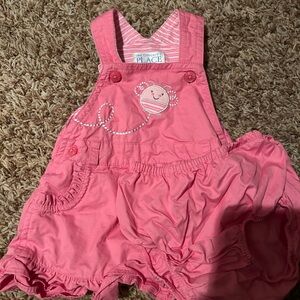 Pink Baby Overalls with Design